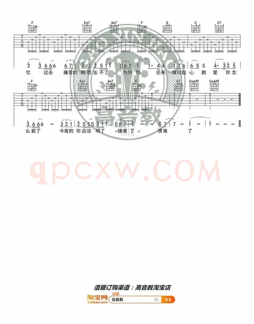 《新不了情》吉他谱吉他弹唱教学C调入门版 高音教