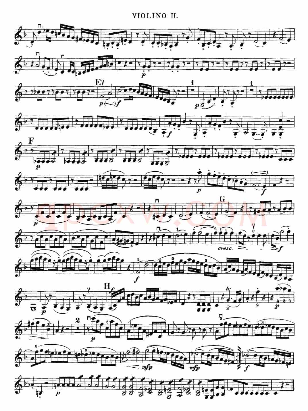Mozart《Quartet No.23 in F Major,K.590》(Violin 2分谱)