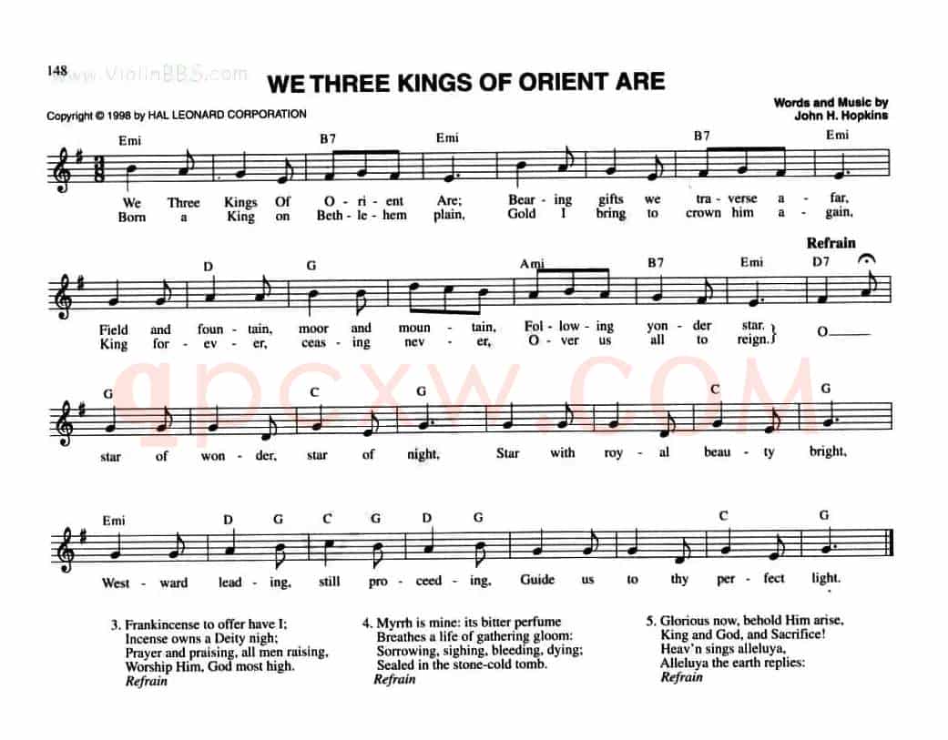 WE THREE KINGS OF ORIENT ARE