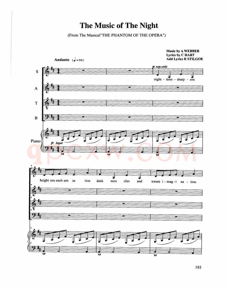 The Music of The Night（合唱 正谱）