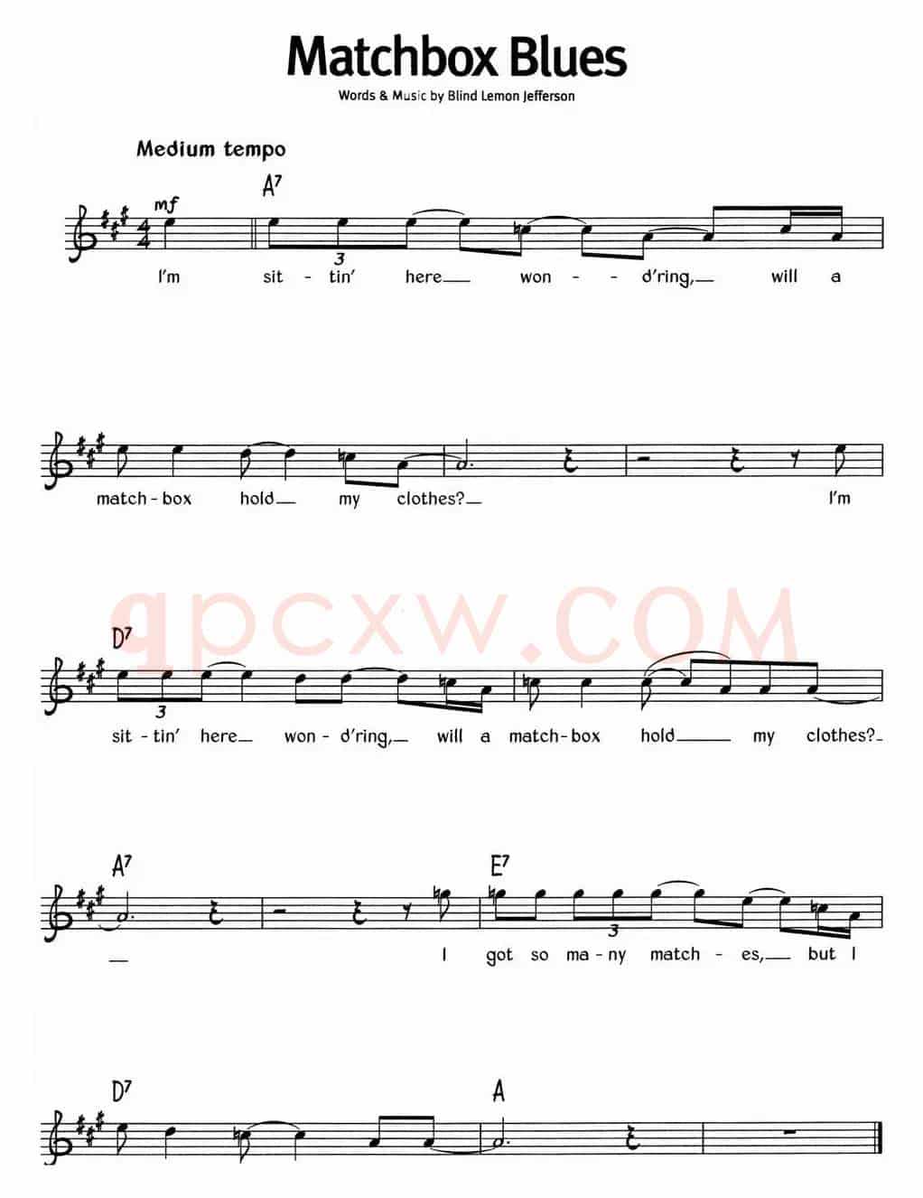 蓝调音乐：Matchbox Blues