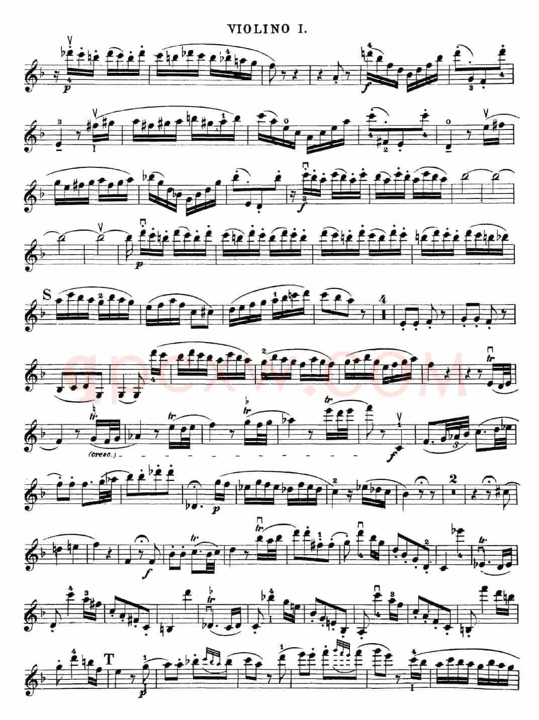 Mozart《Quartet No.23 in F Major，K.590》（Violin 1分谱）