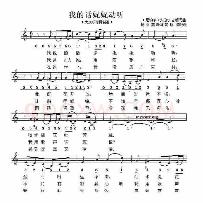 [尼泊尔]我的话娓娓动听（线简谱混排版）