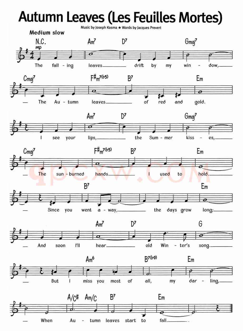 蓝调音乐：Autumn Leaves（Les Feuilles Mortes）