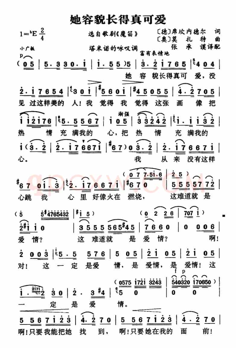 她容貌长得真可爱（歌剧《魔笛》塔米诺的咏叹调）