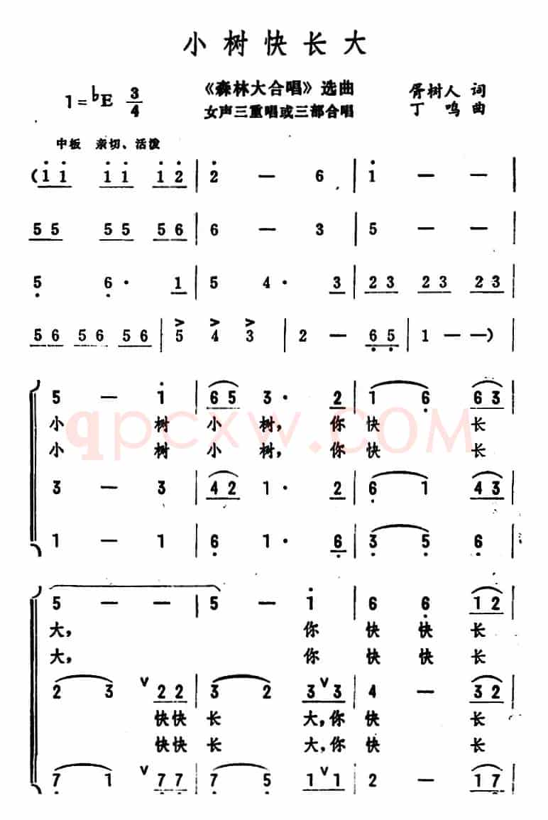 小树快长大（《森林大合唱》选曲 女声三重唱或三部合唱）