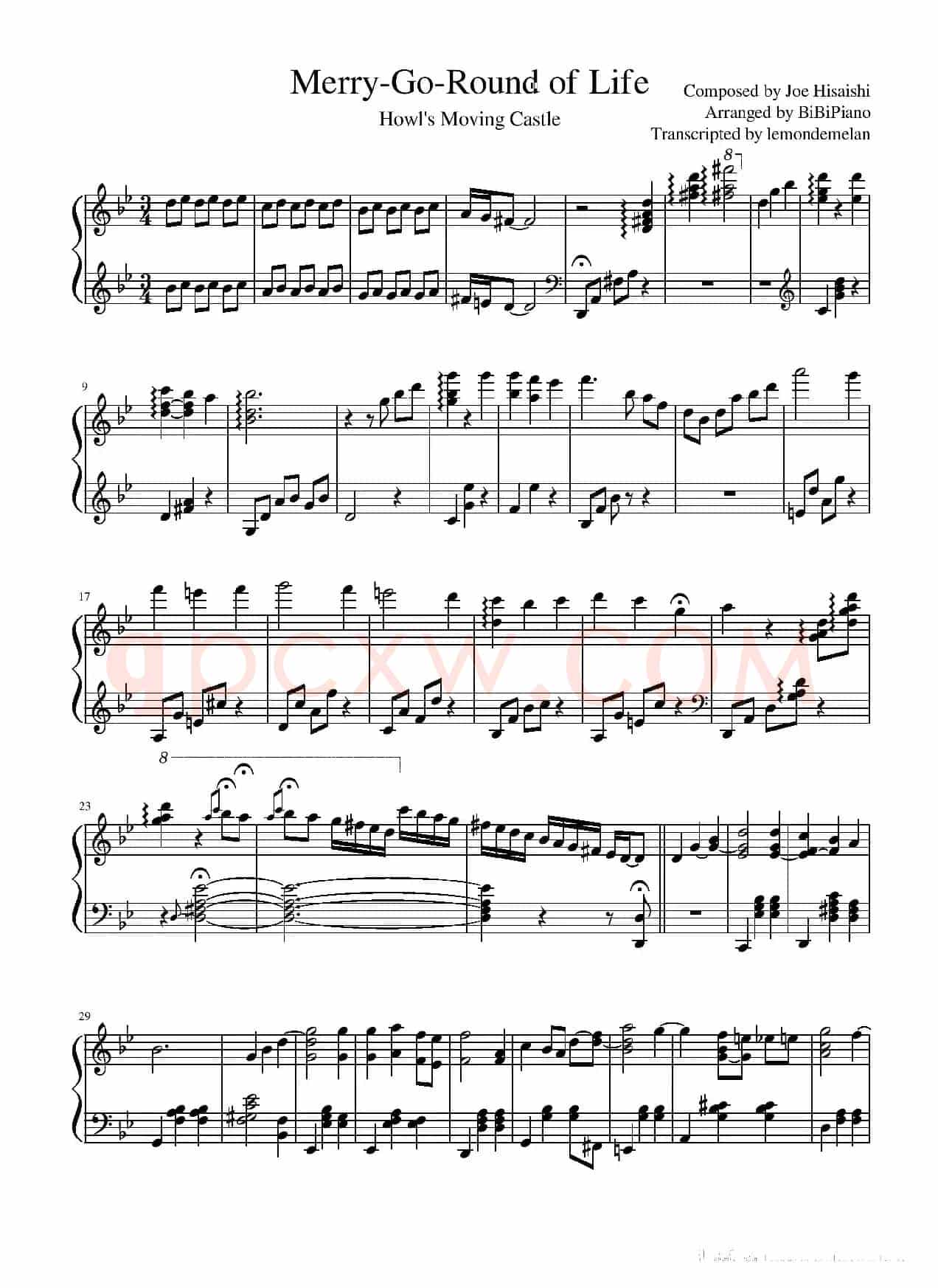 Merry-Go-Round of Life(人生的旋转木马)【《哈尔的移动城堡》主题曲】(BiBiPiano钢琴版)
