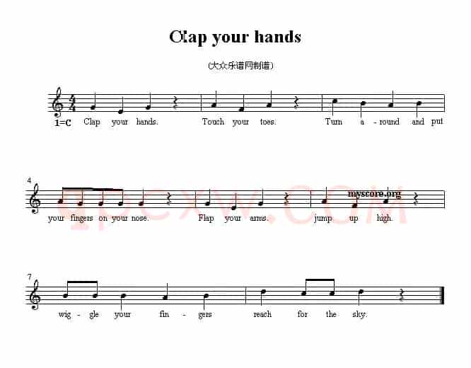 Clap your hands（英文儿歌、五线谱）