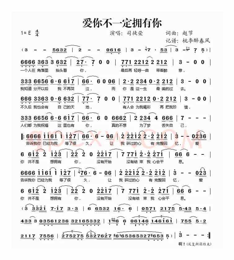 爱你不一定拥有你