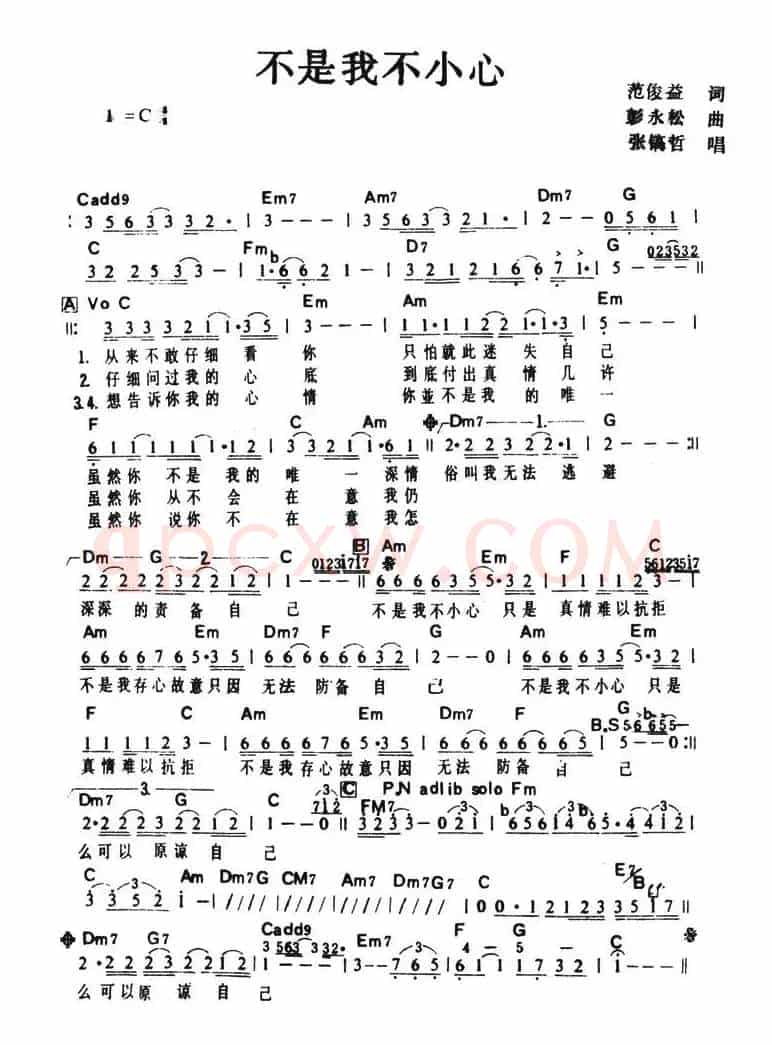 不是我不小心(带和弦)