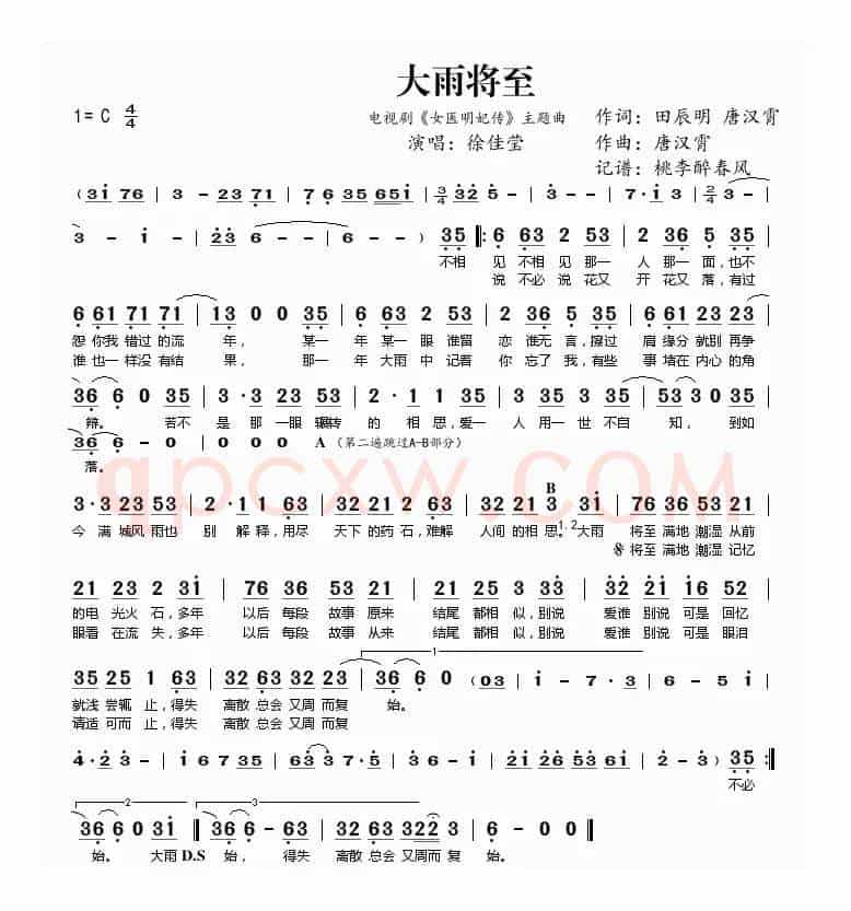 大雨将至(电视剧《女医明妃传》主题曲)