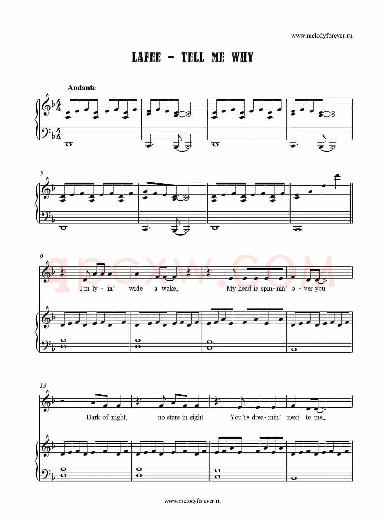 [美]Tell Me Why（美国电视连续剧《吸血鬼日记》插曲）（正谱）