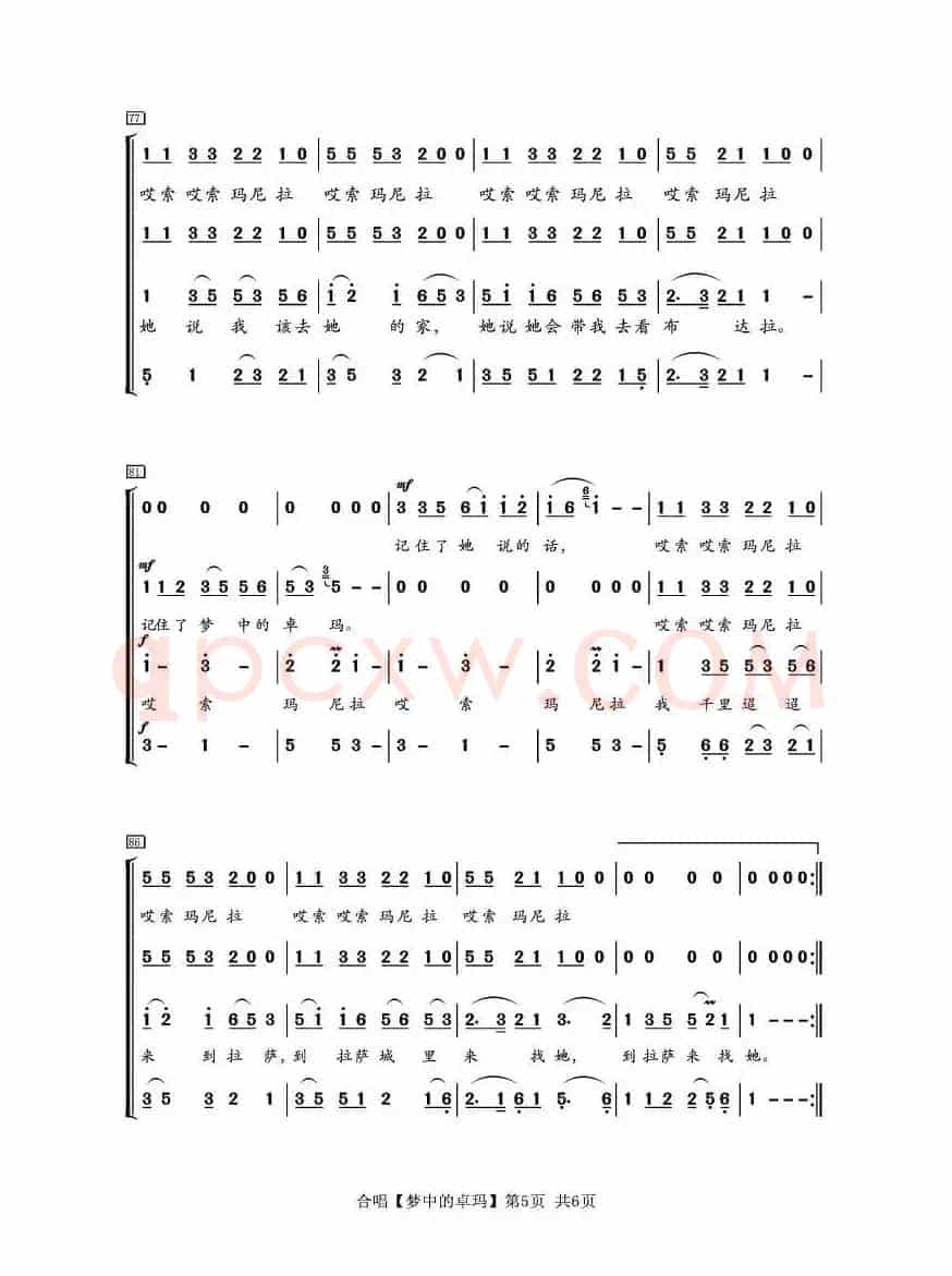 梦中的卓玛（陈道斌词 黄耀国曲、合唱）