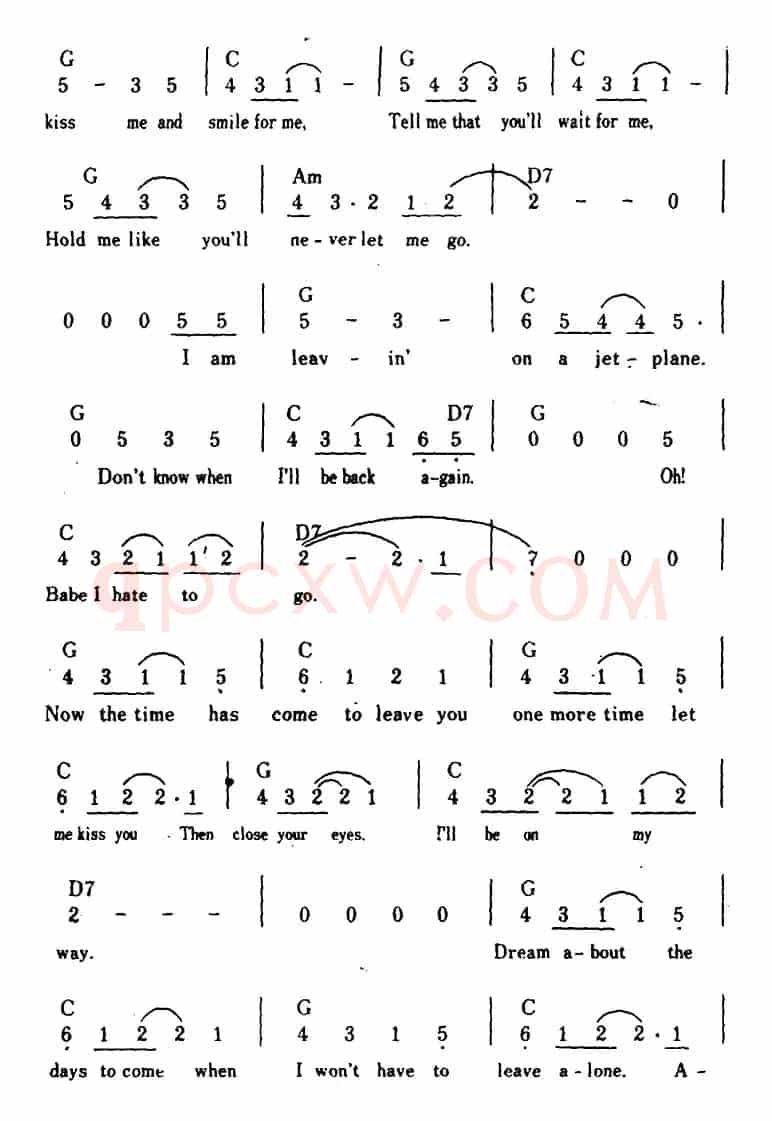 [美]Leaving On A Jet Plane（乘喷气机离去）