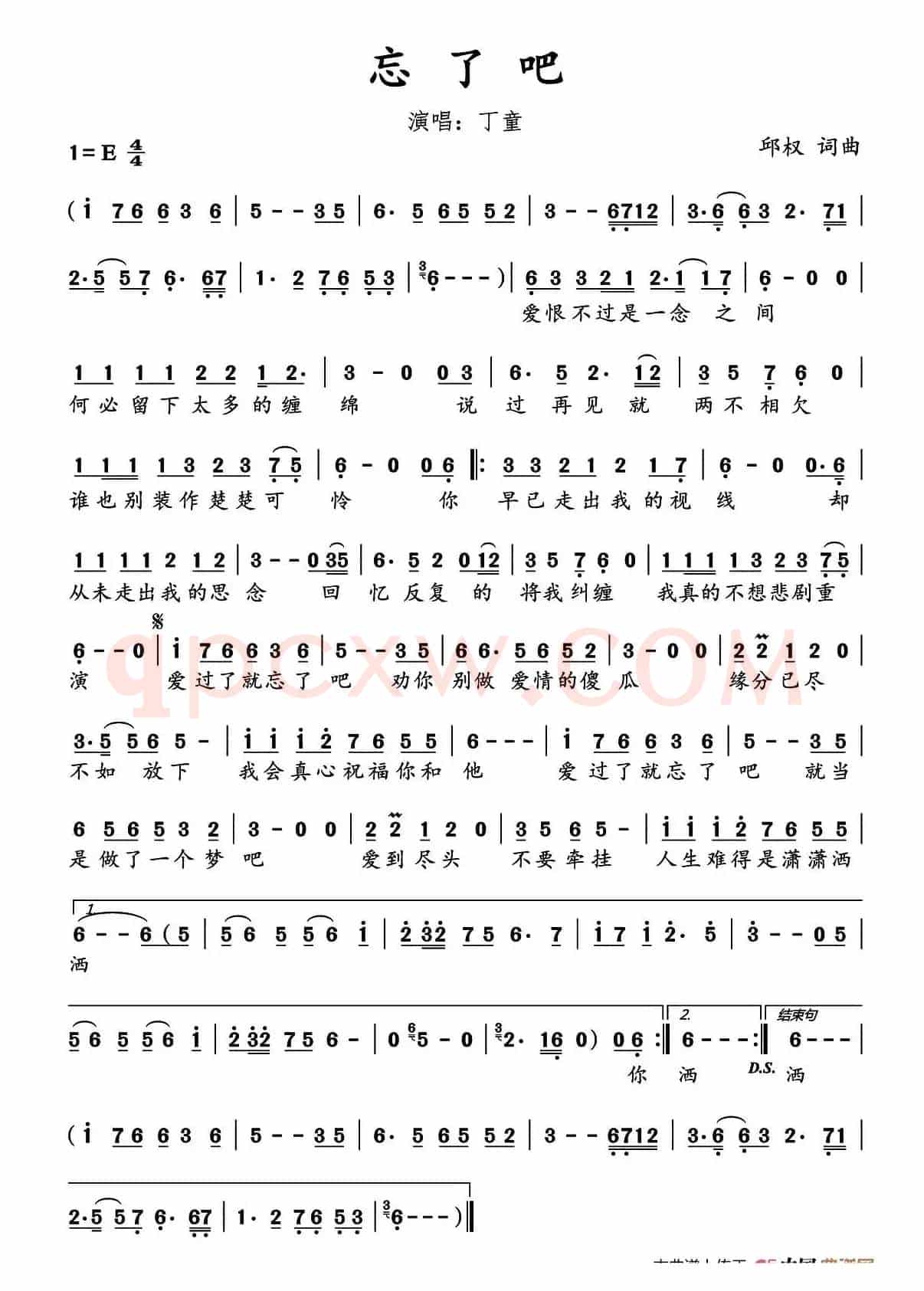 忘了吧(邱权 词曲)