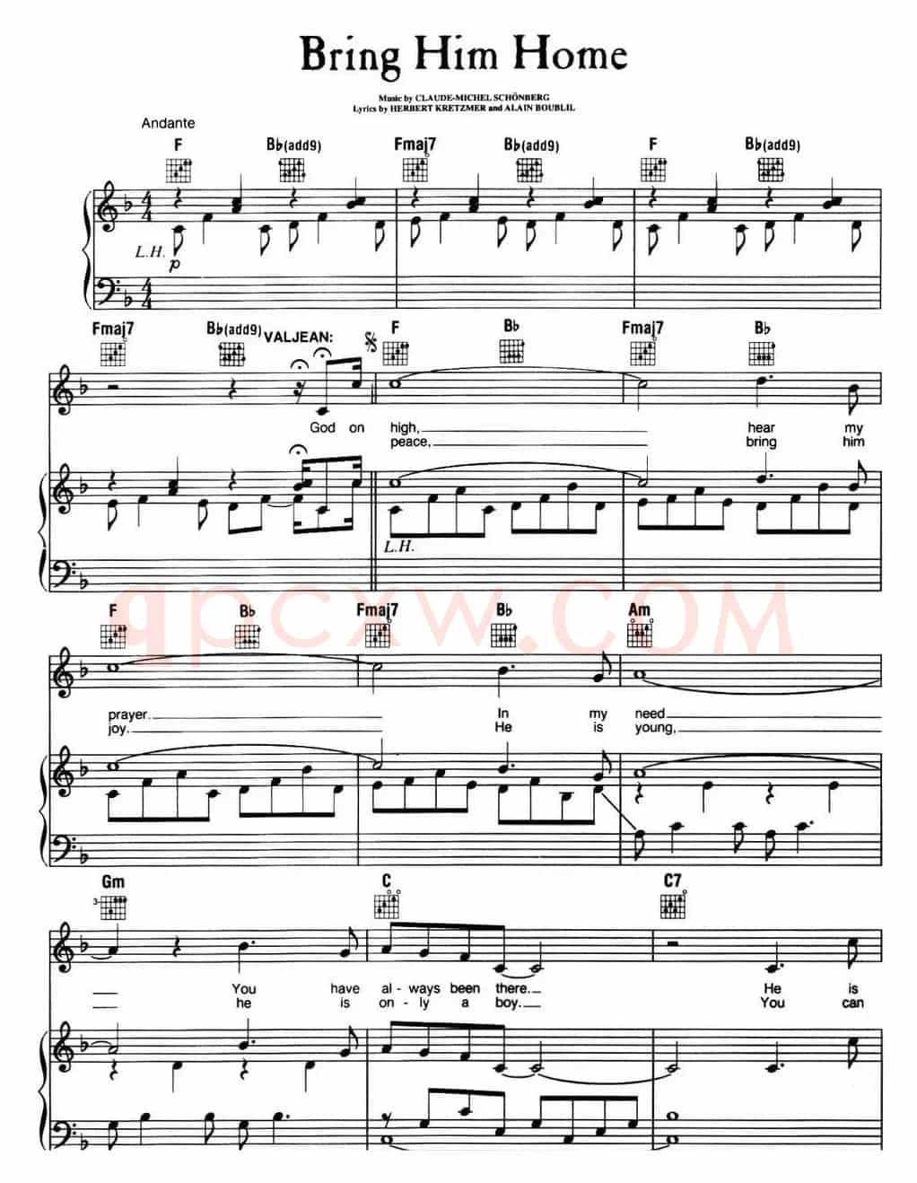 Bring Him Home (音乐剧《悲惨世界》(Les Miserables)选曲、正谱 )