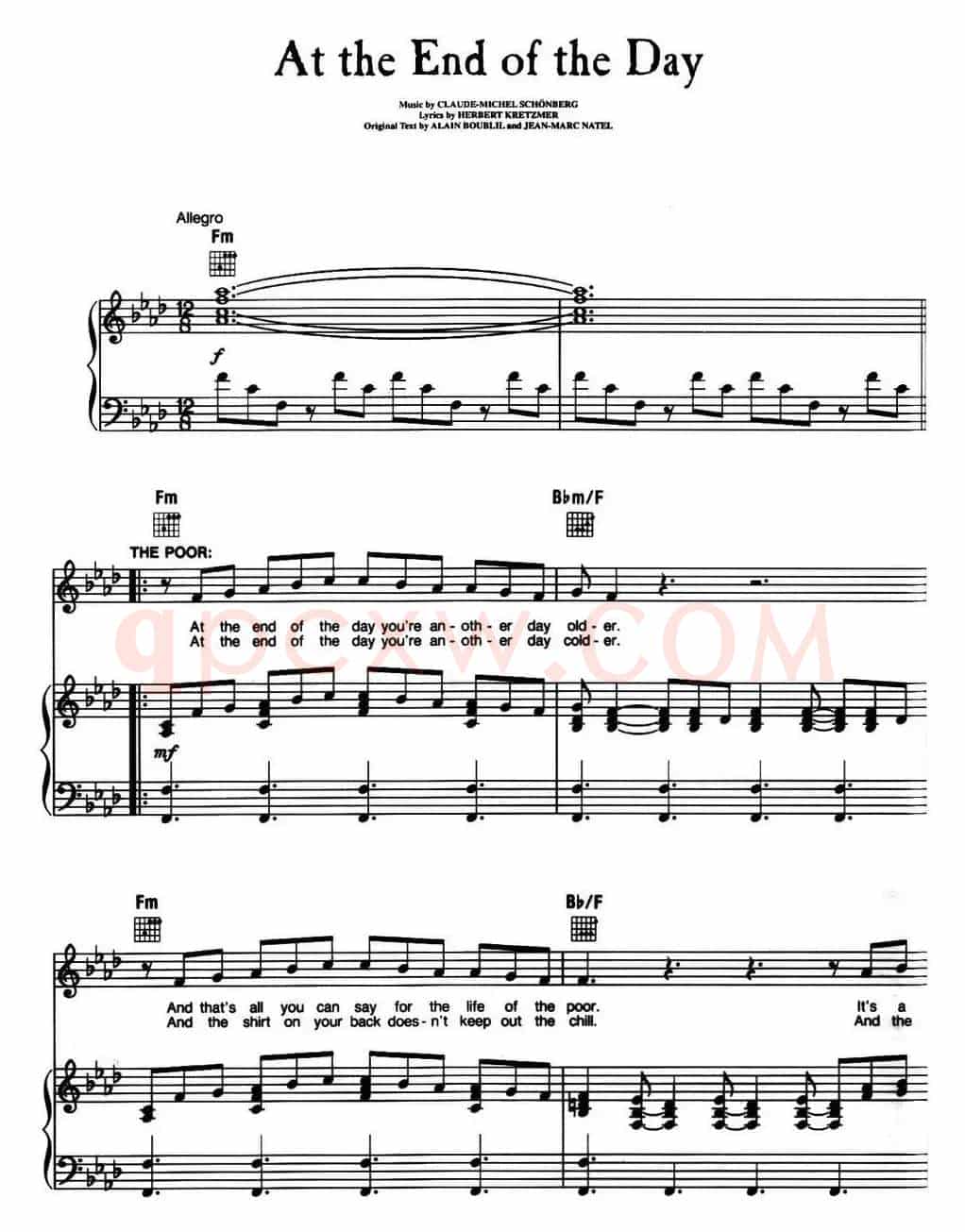 At the End of the Day (音乐剧《悲惨世界》(Les Miserables)选曲、正谱 )