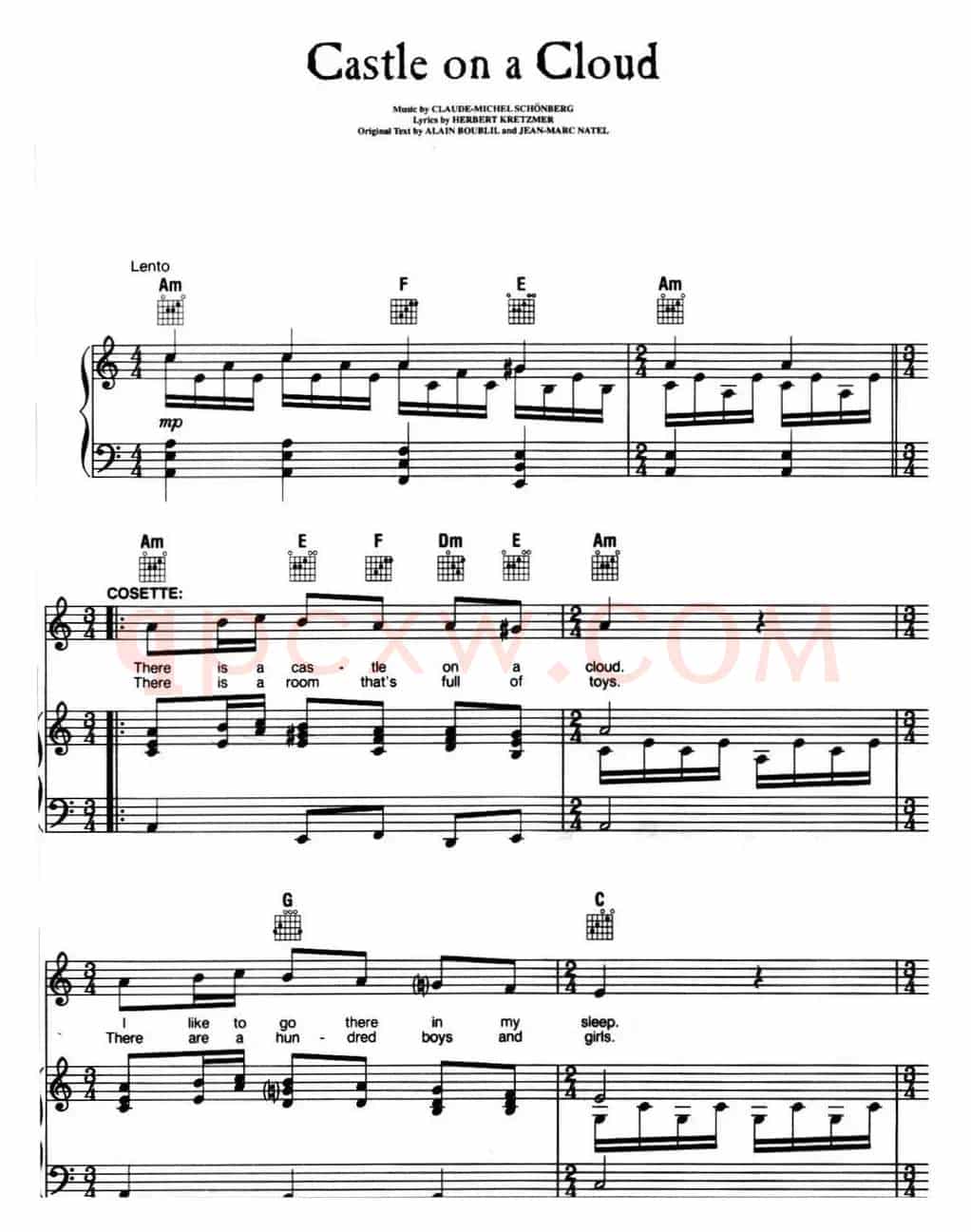 Castle on a Cloud (音乐剧《悲惨世界》(Les Miserables)选曲、正谱 )