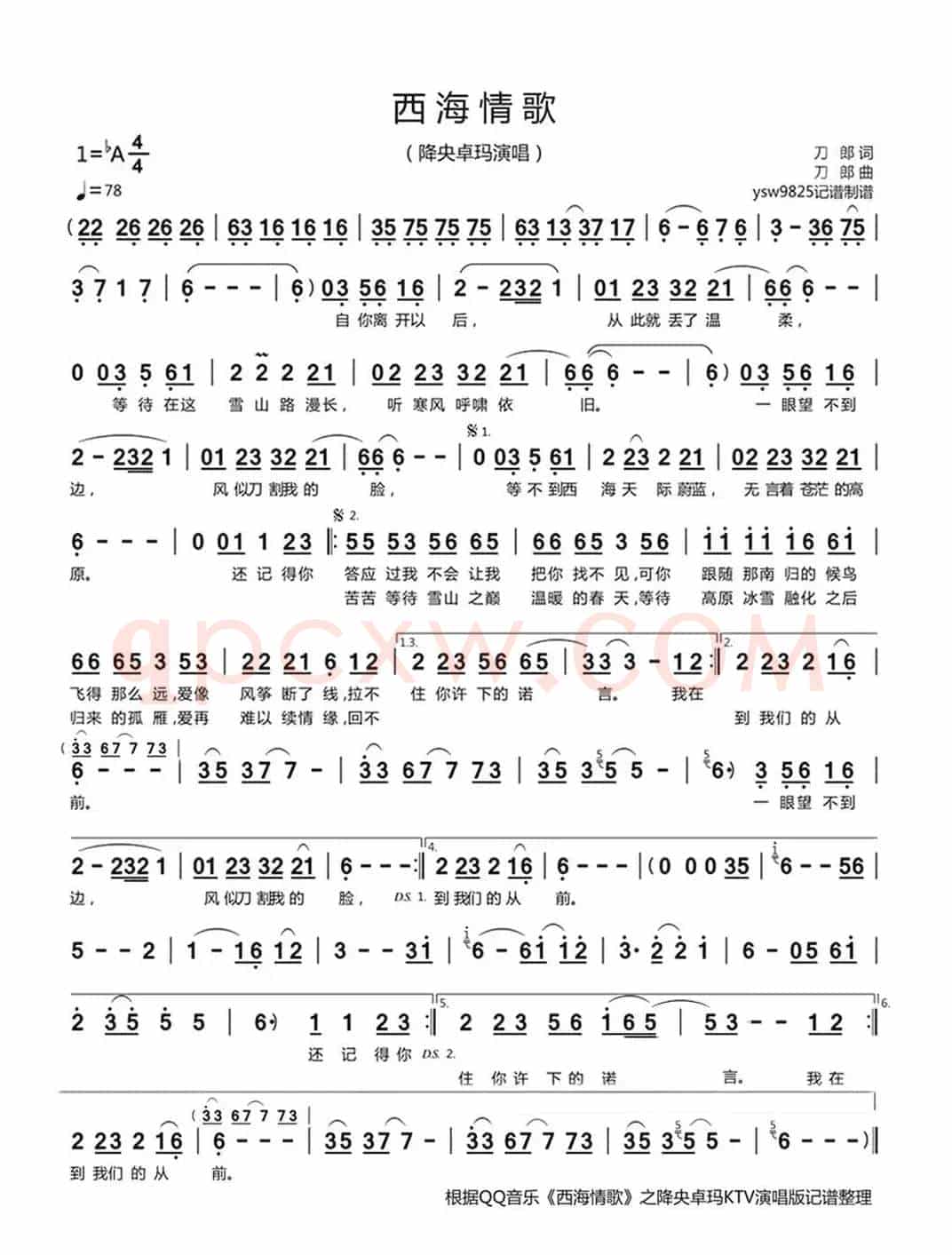 西海情歌（降央卓玛演唱）