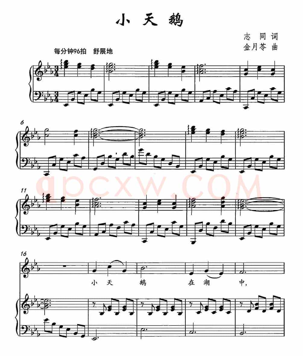 小天鹅（志同词 金月苓曲、正谱）
