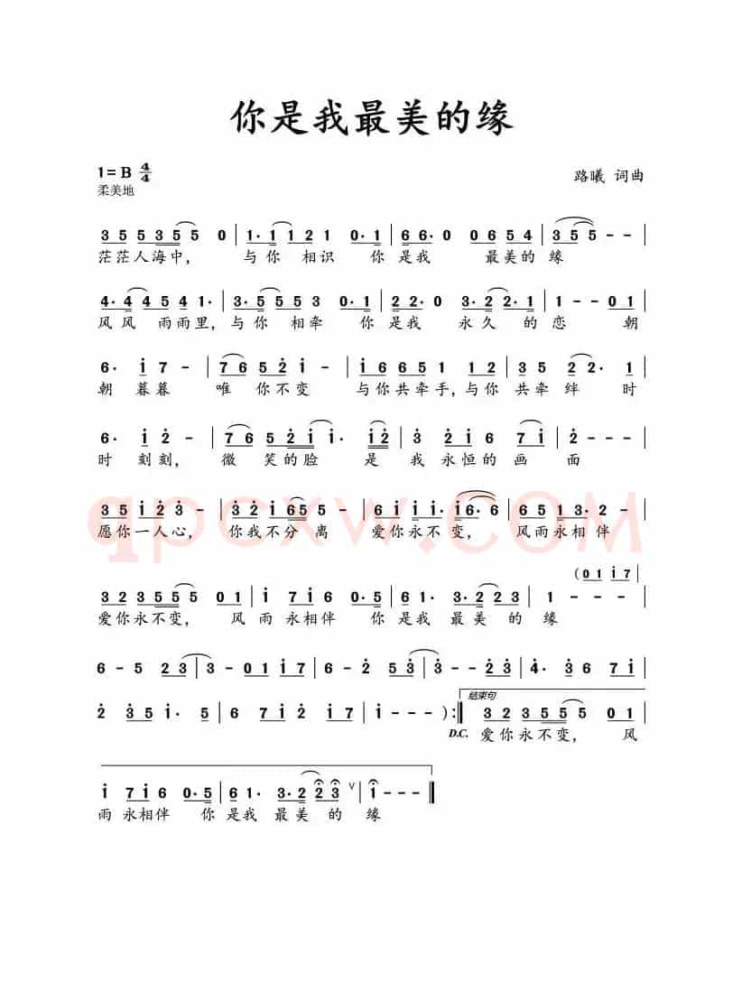 你是我最美的缘（路曦 词曲）