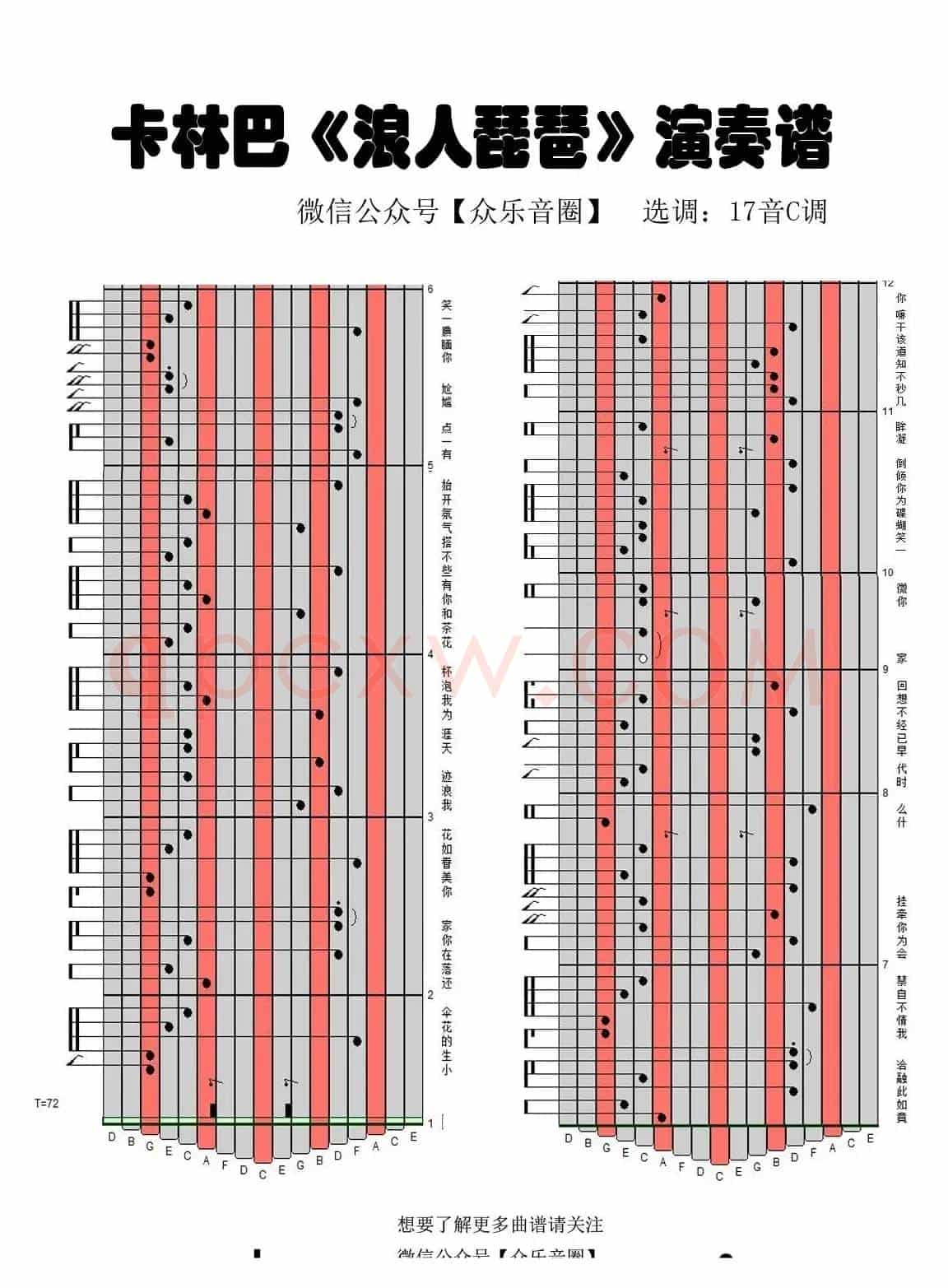 浪人琵琶（拇指琴卡林巴琴专用谱）