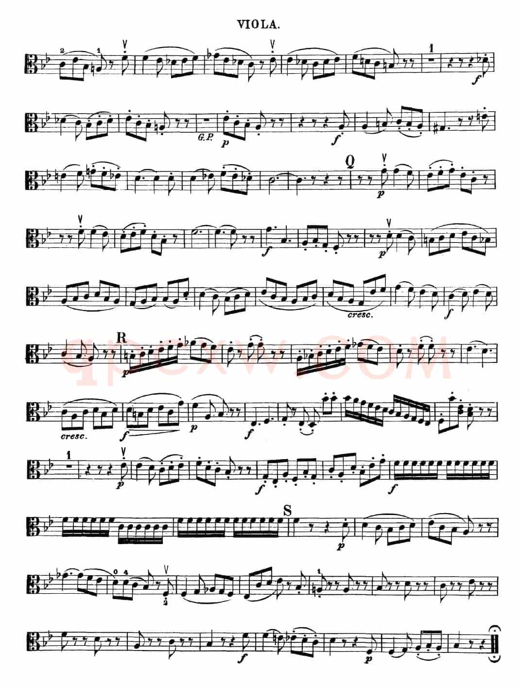 Mozart《Quartet No.22 in Bb Major，K.589》（Viola分谱）