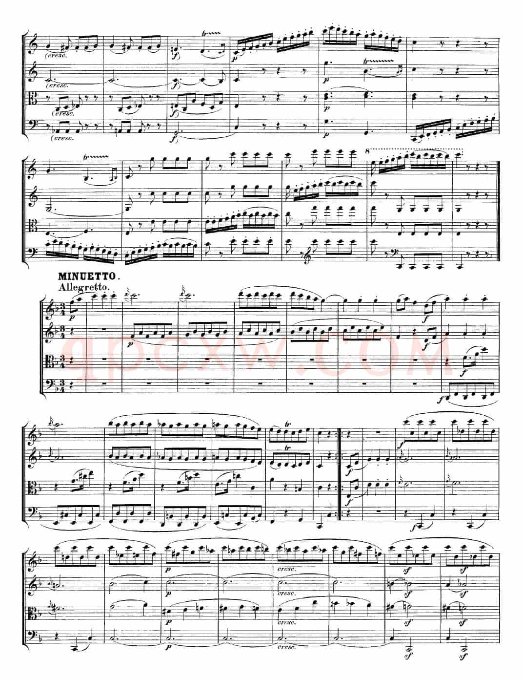 Mozart《Quartet No.23 in F Major，K.590》（总谱）
