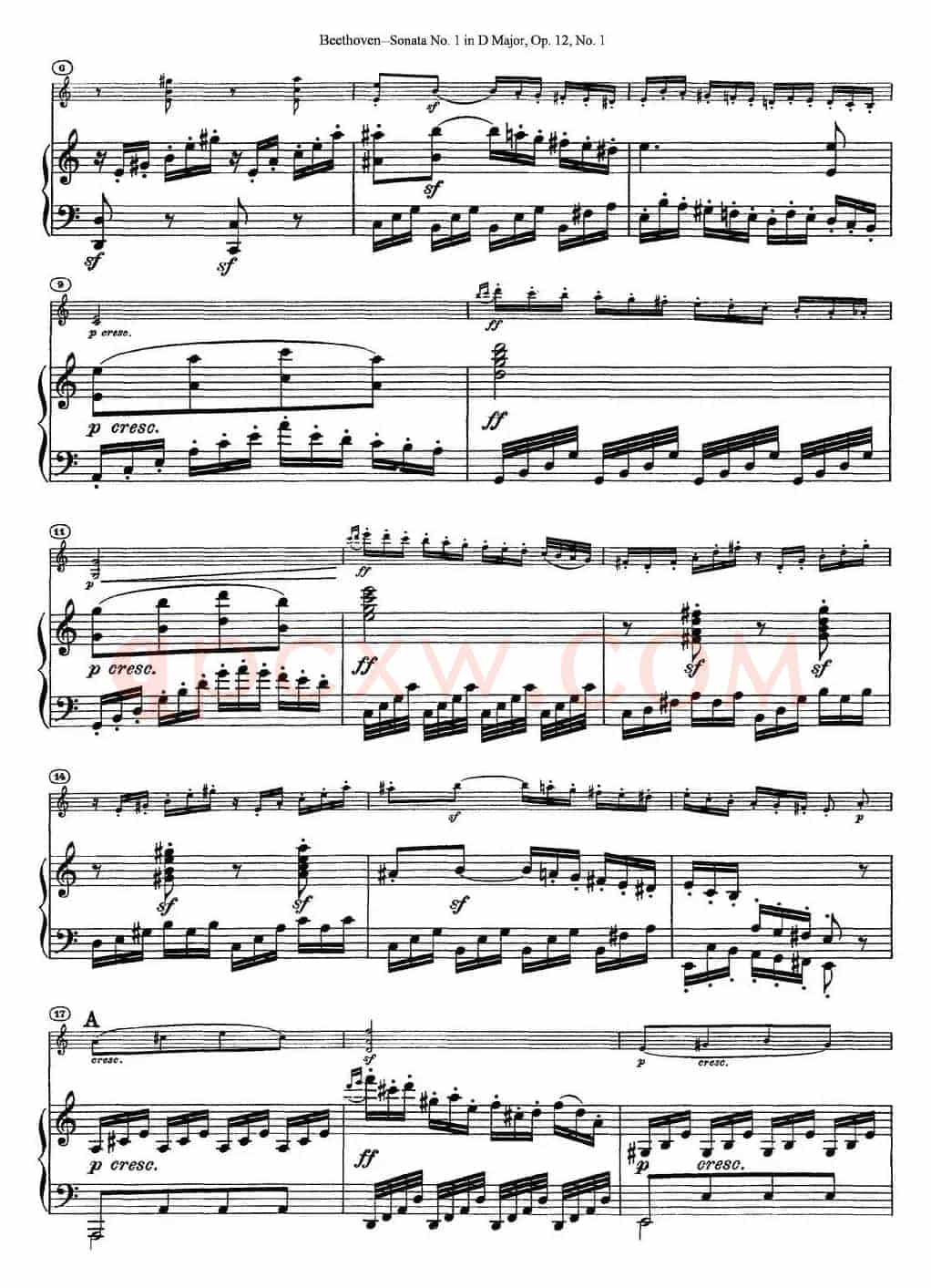 Violin Sonata No.1 in D Major Op.12 No.1（小提琴+钢琴伴奏）