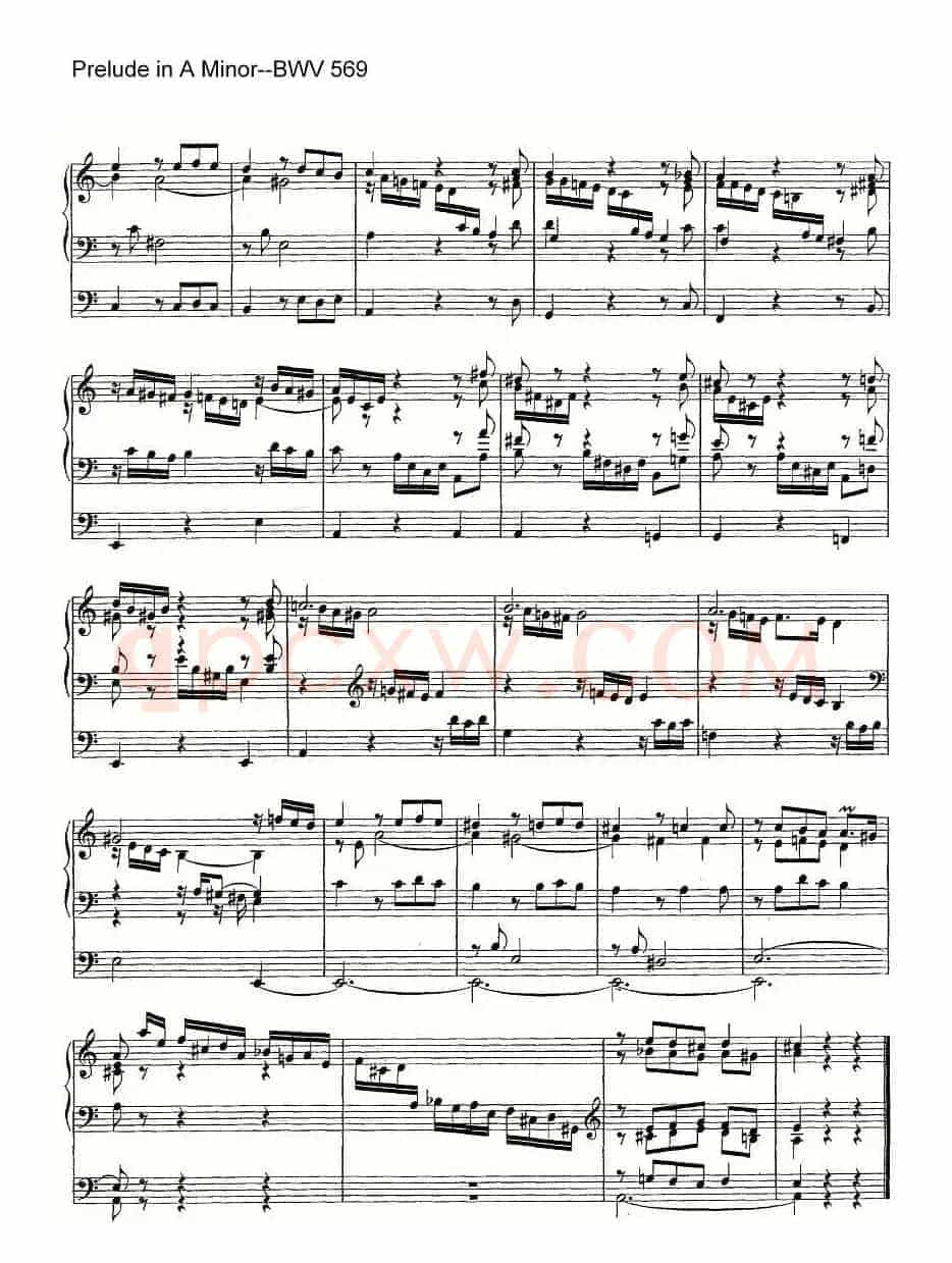 Prelude in A Minor--BWV 569（管风琴谱）