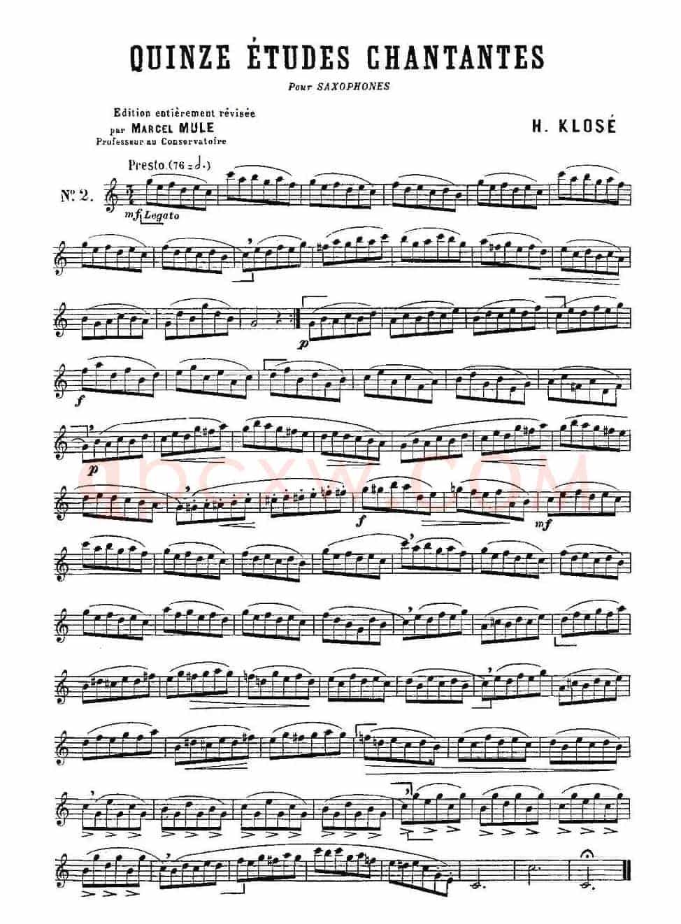Klose Etudes Chantantes Pour Saxophone（练习曲之二）