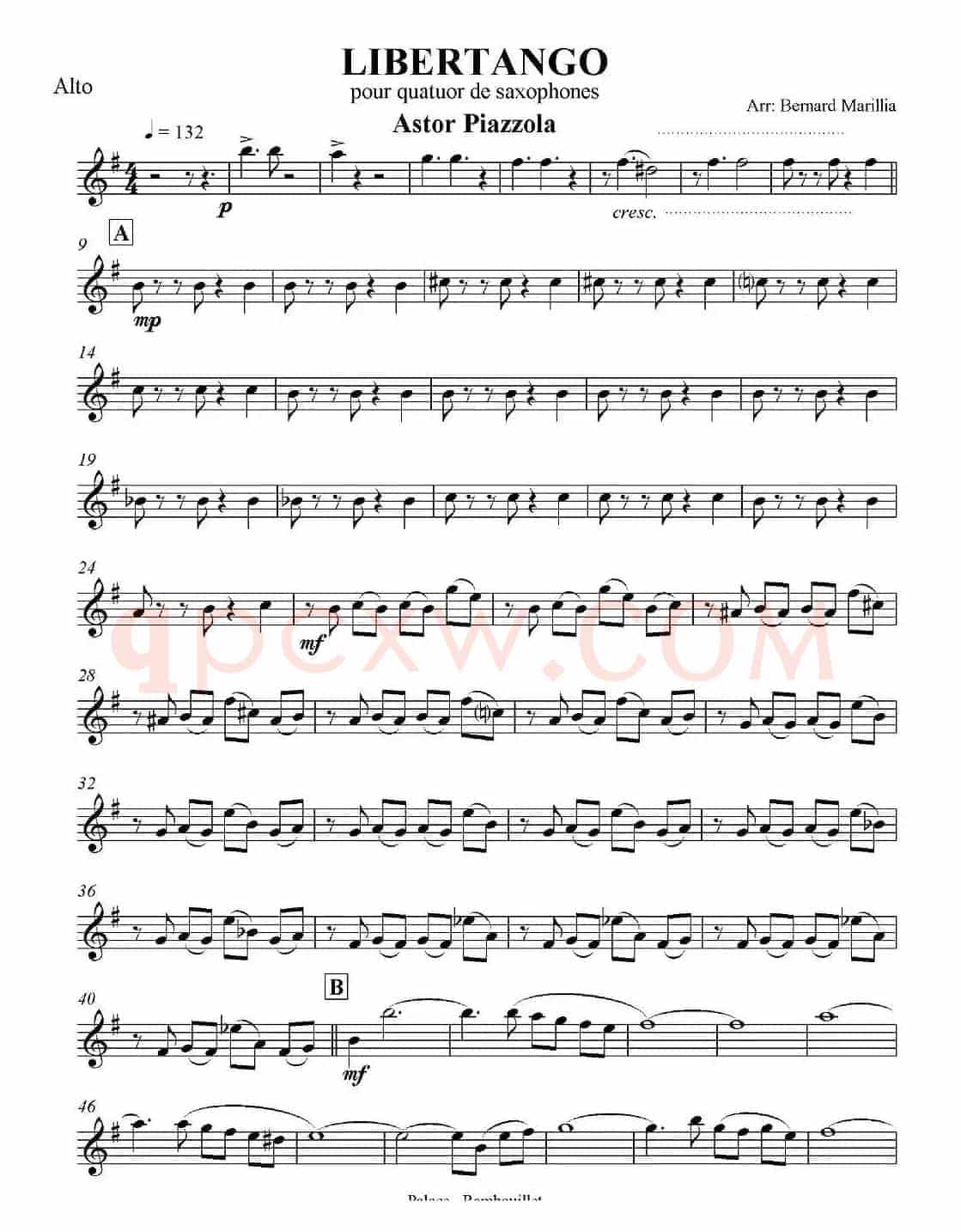 LIBERTANGO（探戈灵魂）（四重奏之中音萨克斯分谱）