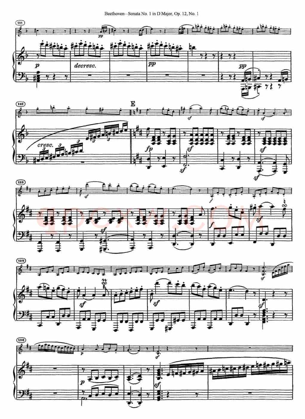 Violin Sonata No.1 in D Major Op.12 No.1（小提琴+钢琴伴奏）