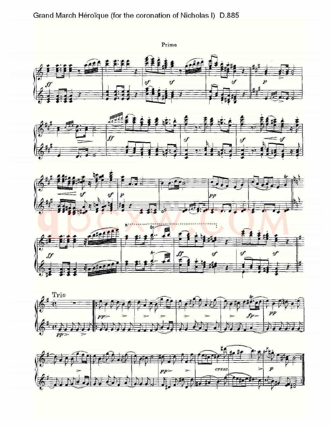 豪华进行曲（为尼古拉斯一世加冕礼而作)D.88）