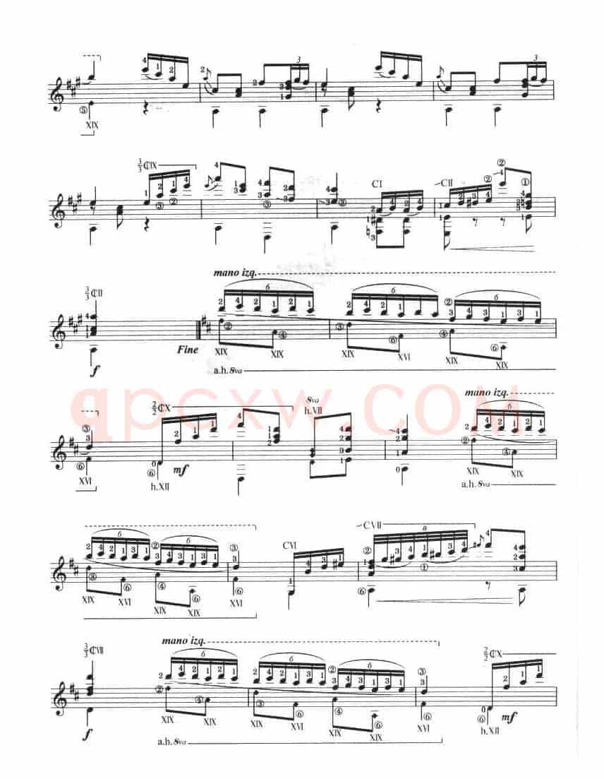 古典吉他考级八级外国乐曲B组（2、晨歌）