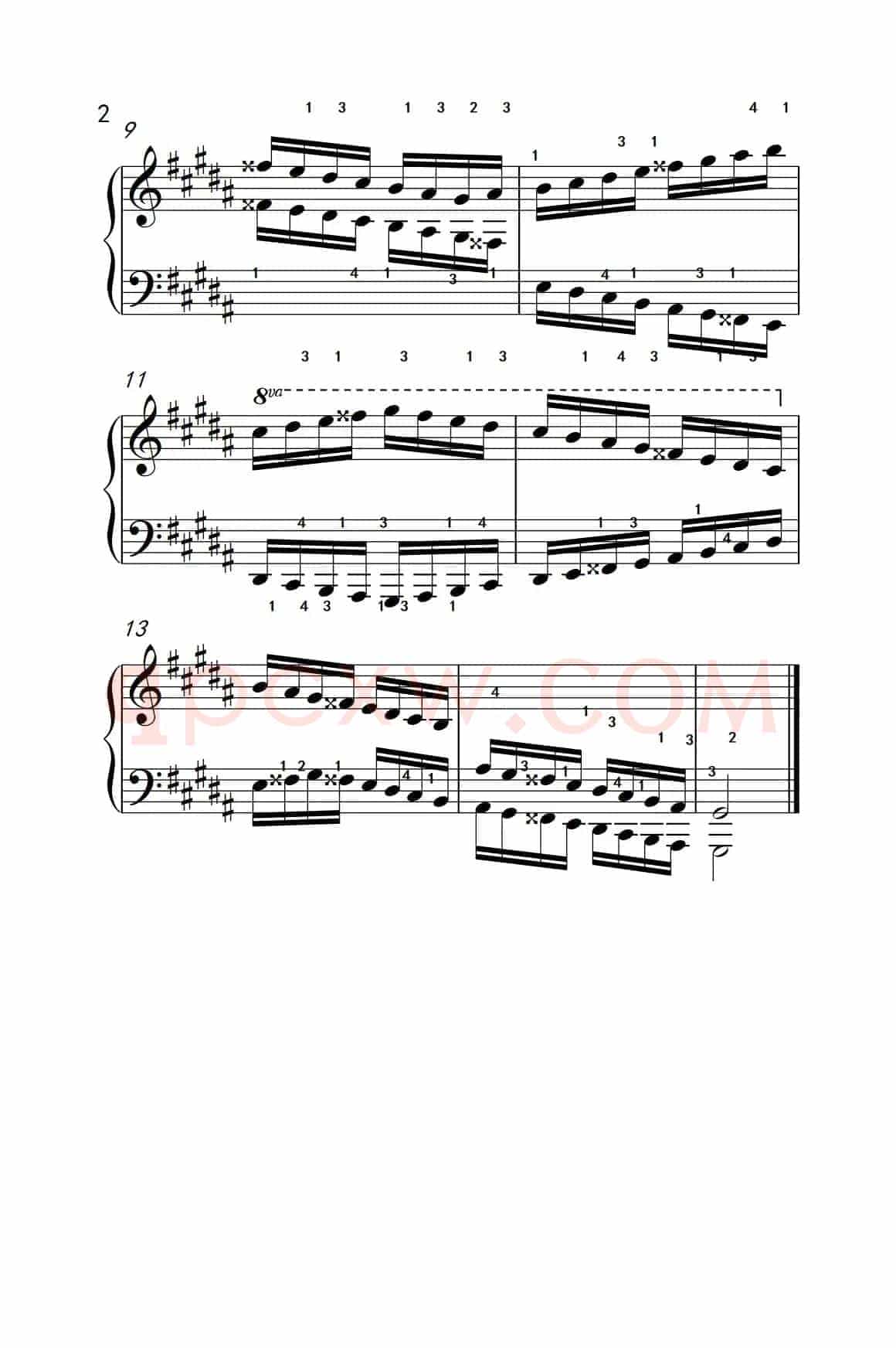 升G小调音阶（反向四个八度）（孩子们的钢琴音阶、和弦与琶音 2）