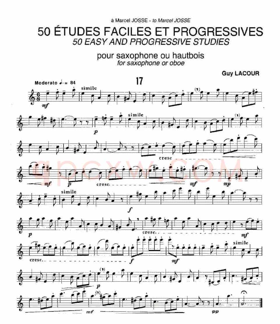 Guy Lacour 50 首萨克斯练习曲之17