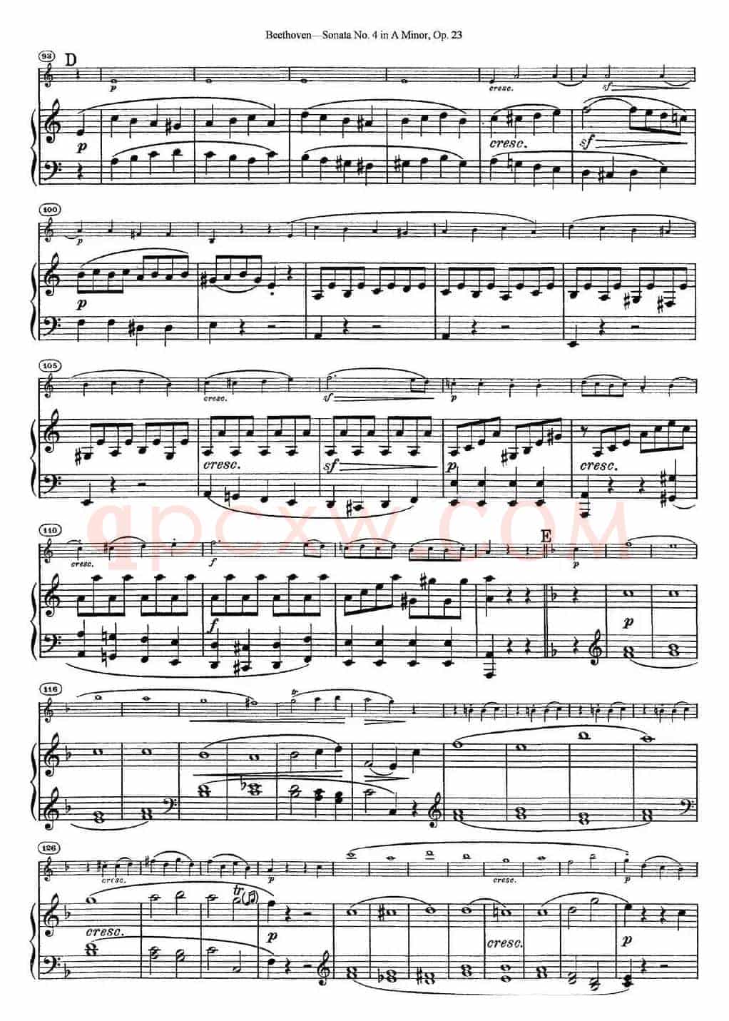 Violin Sonata No.4 in A Minor Op.23（小提琴+钢琴伴奏）