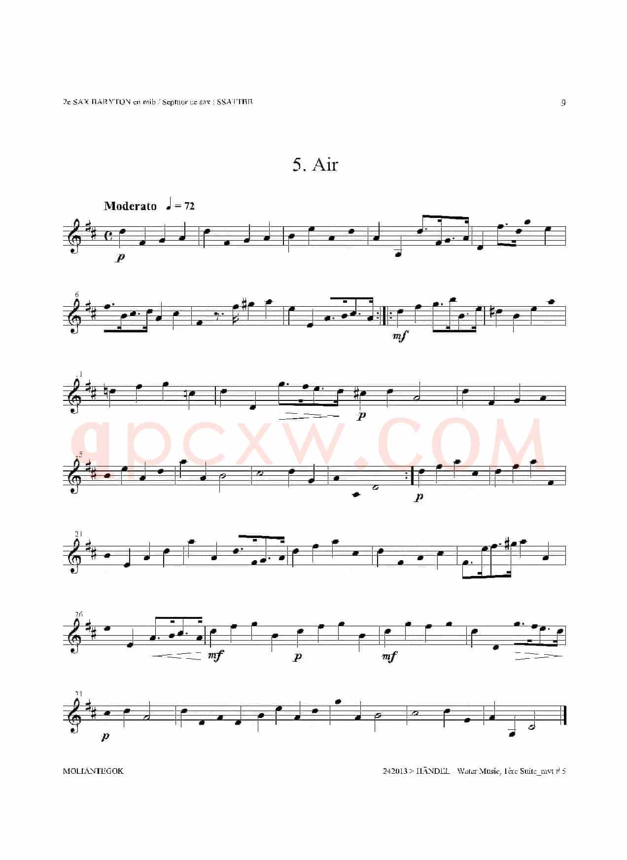 Water Music（HWV.348 No.1）（第二上低音萨克斯）