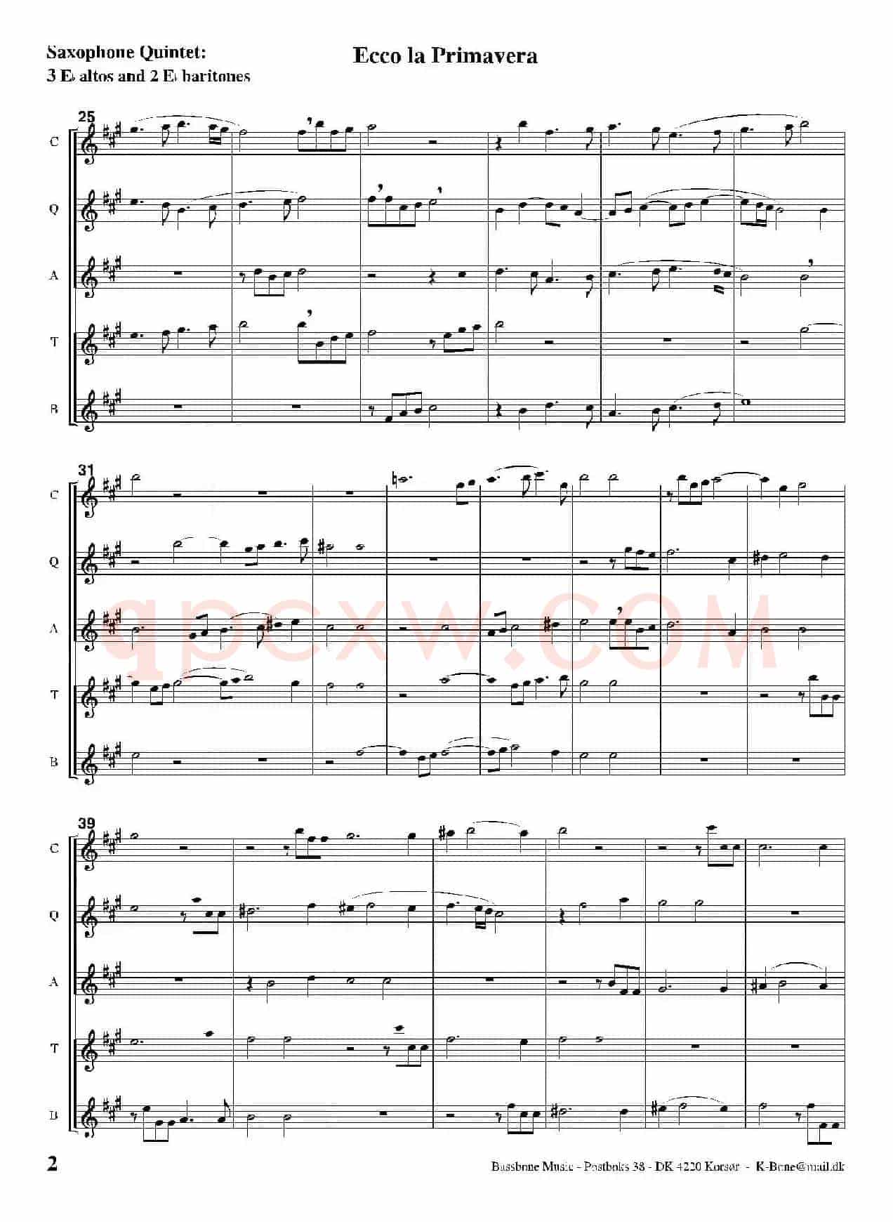 Ecco La Primavera（五重奏）
