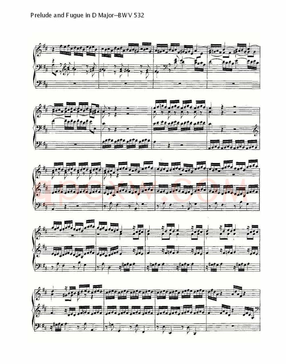 Prelude and Fugue in D Major--BWV 532 (管风琴谱)