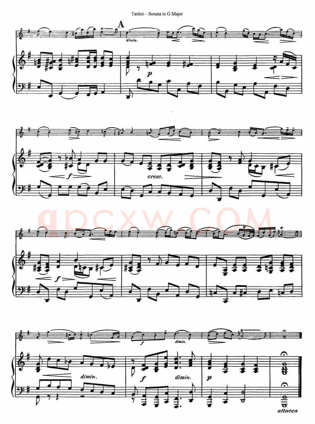 Violin Sonata in G Major（小提琴+钢琴伴奏）