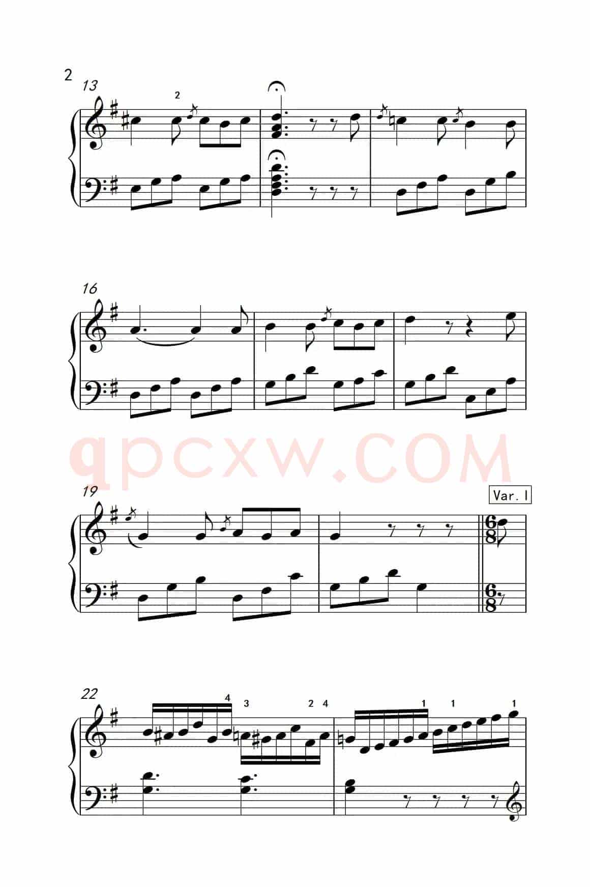 第七级2.G大调变奏曲 贝多芬（中央音乐学院 钢琴（业余）考级教程 7-9级）