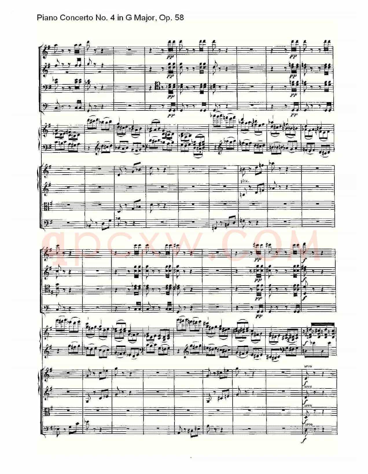 G大调钢琴第四协奏曲 Op.58 第三乐章(总谱)
