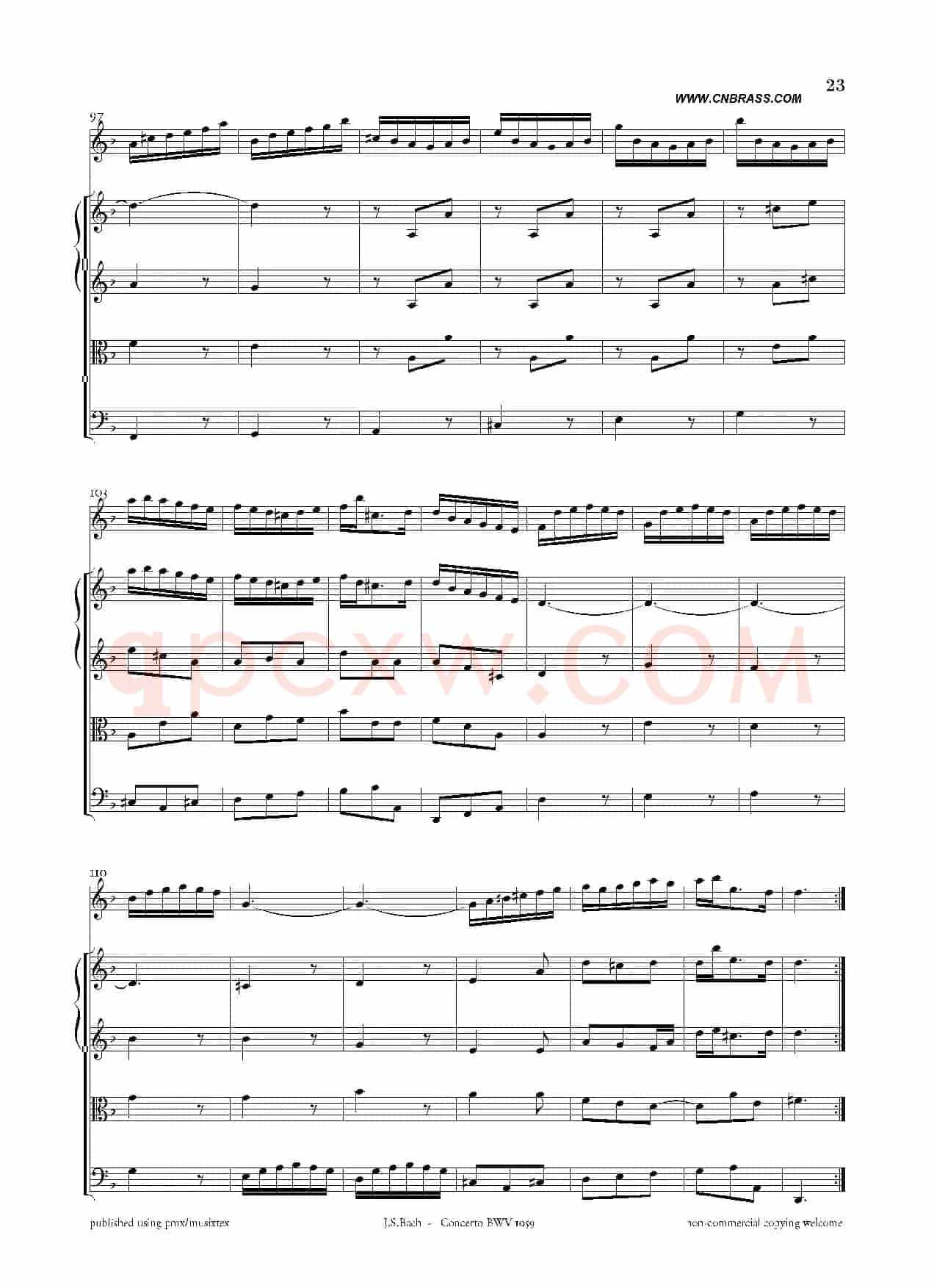 Concerto BWV 1059（双簧管与弦乐D小调协奏曲）
