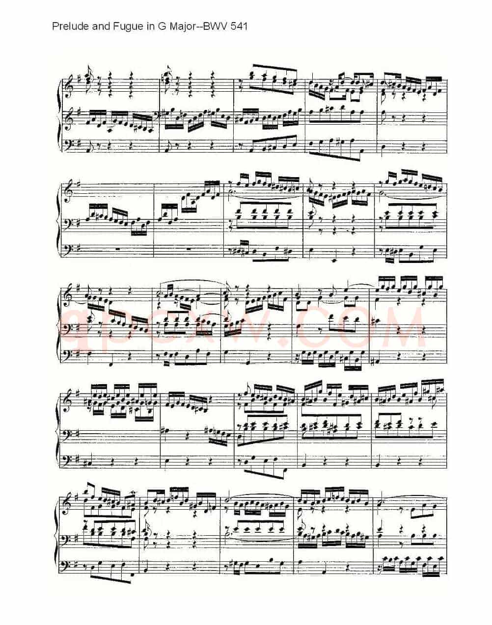 Prelude and Fugue in G Major--BWV 541 (管风琴谱)