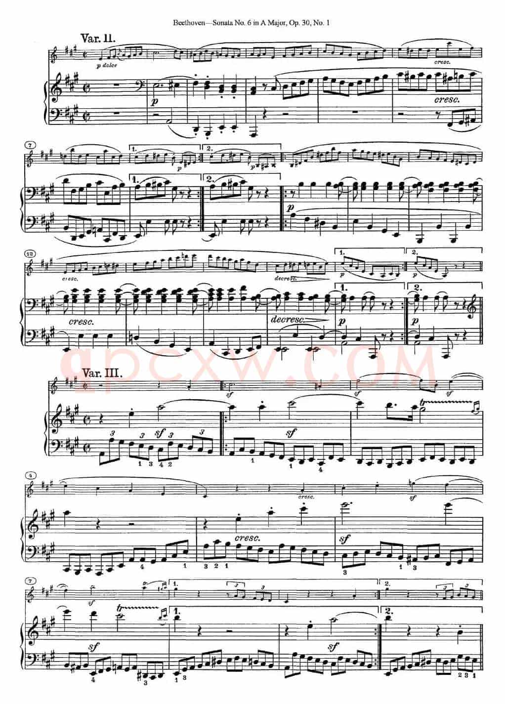 Violin Sonata No.6 in A Major Op.30 No.1（小提琴+钢琴伴奏）
