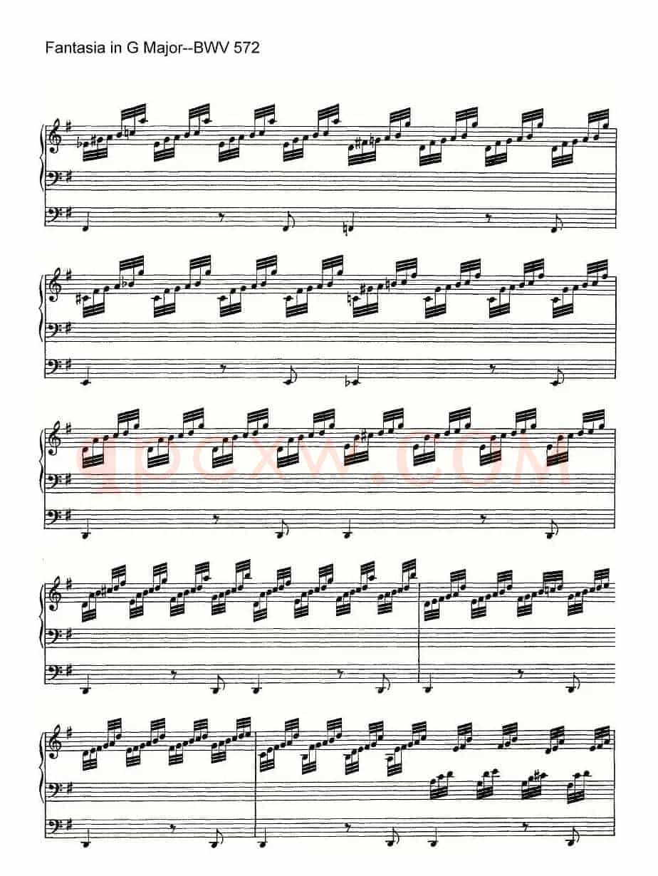 Fantasia in G Major--BWV 572（管风琴谱）