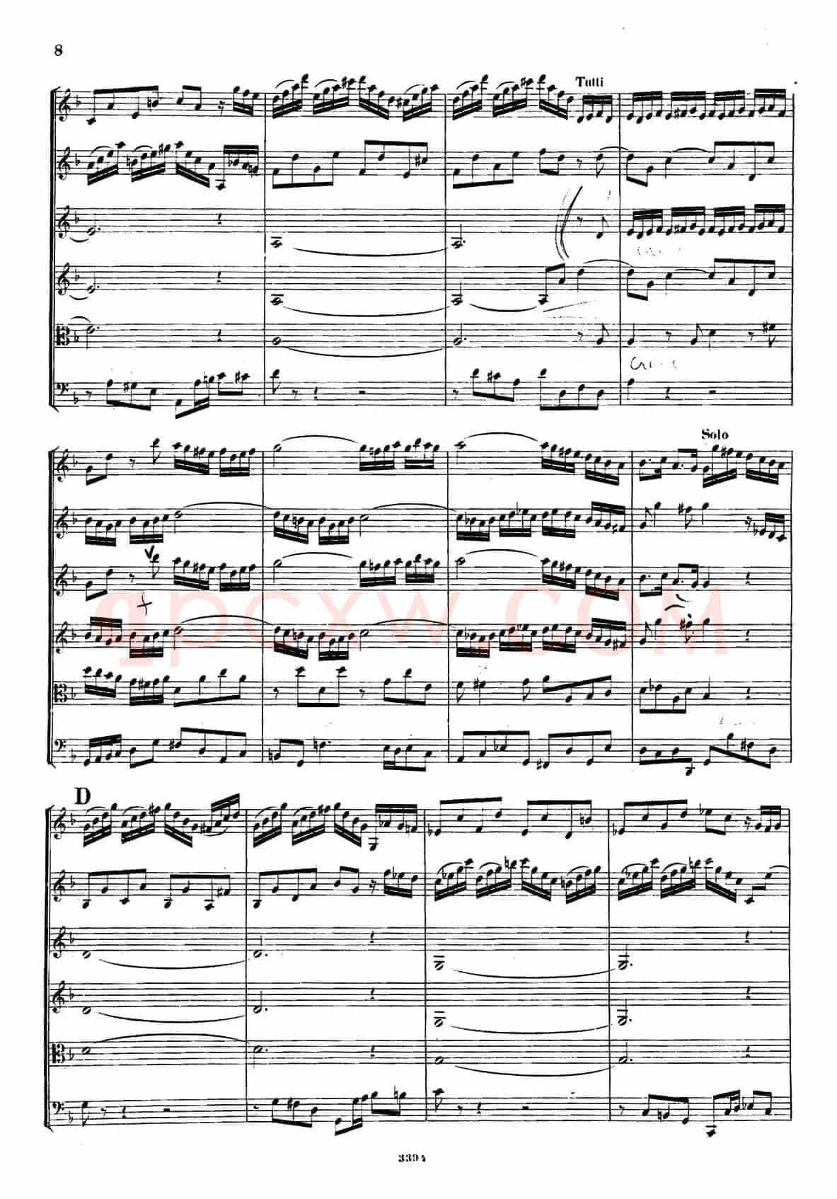 CONCERTO A DUE VIOLINI.（巴赫D小调二重协奏曲总谱）