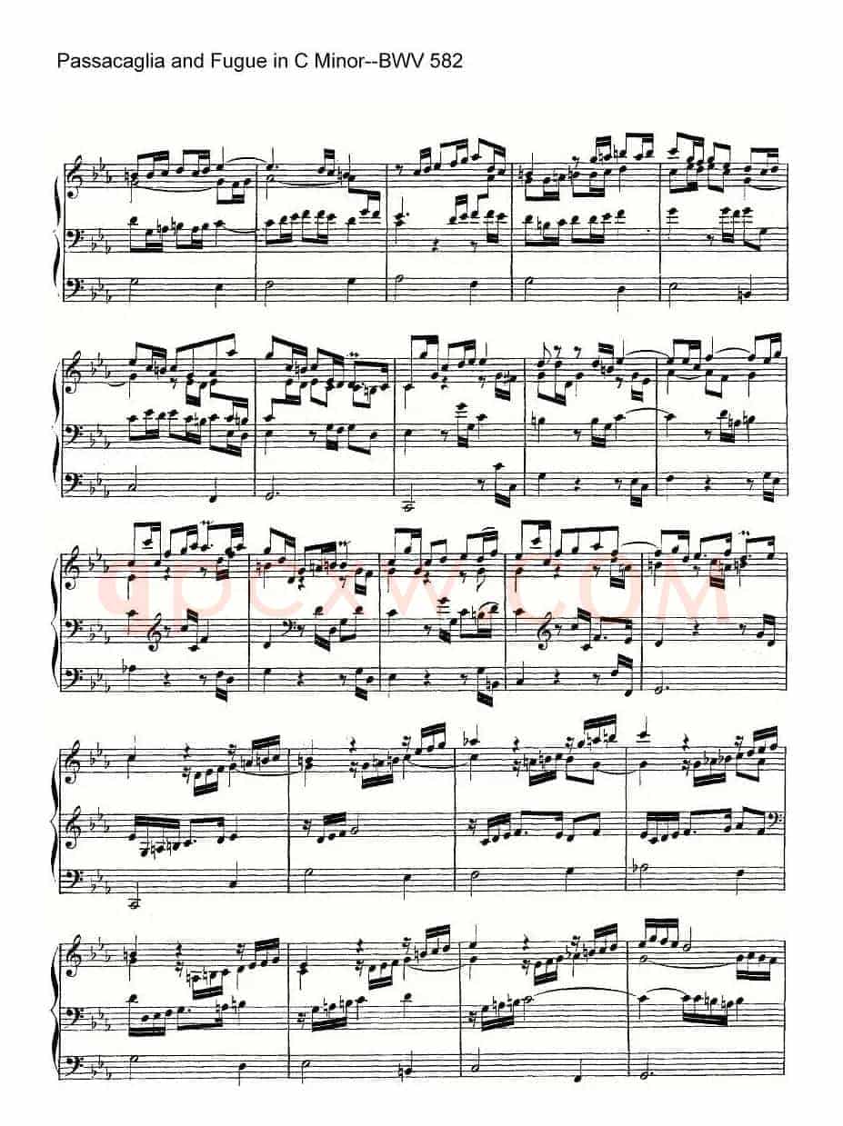 Passacaglia and Fugue in C Minor--BWV 582(管风琴谱)